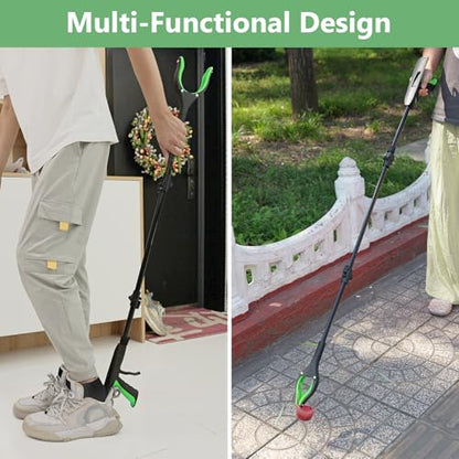 51" Heavy Duty Grabber Reacher Tool, Black & Green | For Seniors/Disabled/After Surgery Recovery, Extra Long Foldable, With Shoehorn, 360° Rotating Anti-Slip Claw, Magnetic Tip