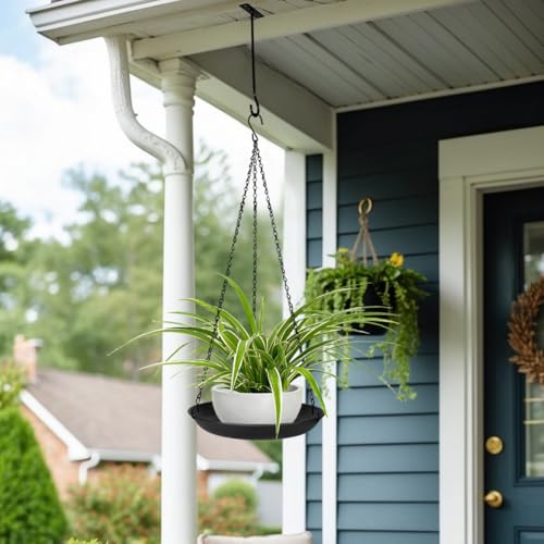 ARTORA Metal Plant Hanger, Indoor Decorative Wall Plant Hanging Basket Black Pot Holder Ceiling Flower Planter Hanging Chain with Long Hook (2 Pack)