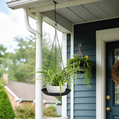 ARTORA Metal Plant Hanger, Indoor Decorative Wall Plant Hanging Basket Black Pot Holder Ceiling Flower Planter Hanging Chain with Long Hook (2 Pack)