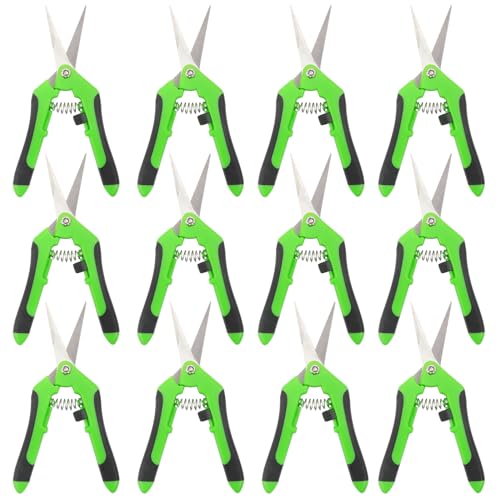 16 Pack 6.5 Inch Green Gardening Scissors, Sharp Gardening Shears, Stainless Steel Bonsai Clippers, Spring-Loaded Hand Pruner for Precise Cuts, Perfect for Garden and Bonsai Care.