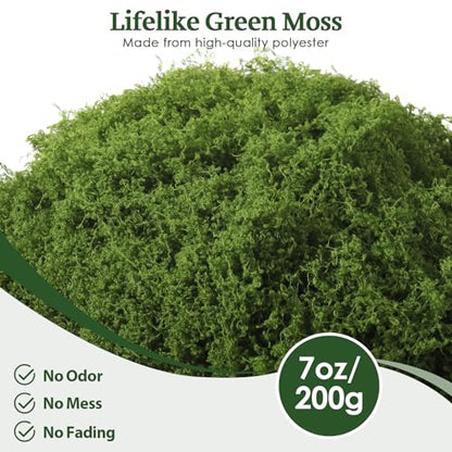 ARTKAIKE Fake Moss for Potted Plants Indoor, 7oz Artificial Turf Grass for Crafts, Fairy Gardens, Dioramas, Terrariums, Dollhouses, Model, Miniature, Centerpieces, Party Table Decorations(Dark Green)
