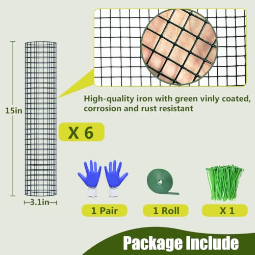 6 Pack Metal Moss Pole, 15" Moss Poles for Plants Monstera, Stackable Sphagnum Moss Pole for Climbing Plants (6 Pack 15") - color: 6 Pack 15"