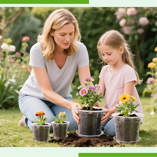 5 Inch Clear Nursery Pots with Drainage Trays, 15 Pack Plastic Pots for Plants, Clear Pot for Seed Starting, Transplanting, Succulents, and Indoor Gardening (5 inch) - size: 5 inch