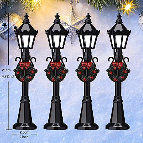 Honoson 4 Pcs Christmas Village Mini Street Lamp Dollhouse,Classic - style: Classic Style