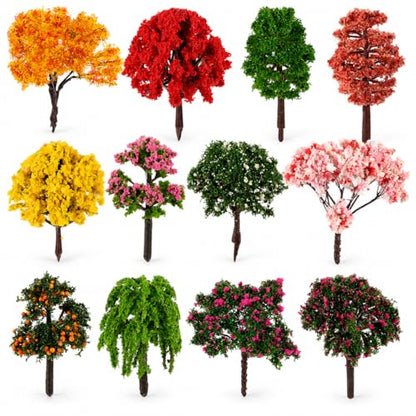 IMIKEYA 12Pcs Model Trees: Mixed Miniature Trees Train Scenery Landscape