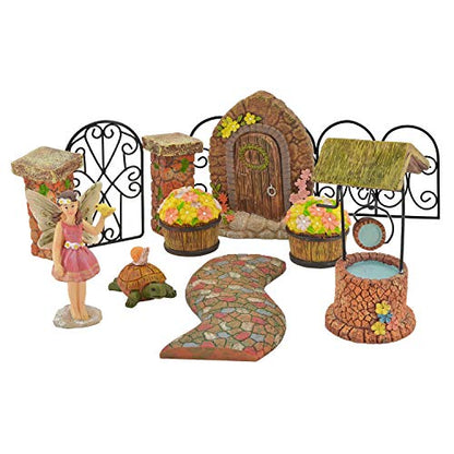 Arcadia Garden Products Pebble Lane Polyresin Fairy Garden Kit (11-Piece), FG34 (FG34) - color: Pebble Lane