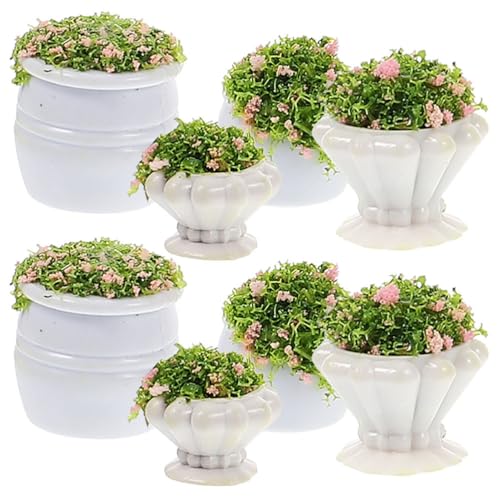 Abaodam 8Pcs Dollhouse Plants 1 12 Scale Miniature Fairy Garden Accessories | Mini Plants for Dollhouse Enthusiasts DIY Craft Lovers Plastic Miniature Flower Pots 4 Types