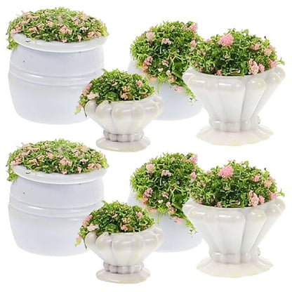 Abaodam 8Pcs Dollhouse Plants 1 12 Scale Miniature Fairy Garden Accessories | Mini Plants for Dollhouse Enthusiasts DIY Craft Lovers Plastic Miniature Flower Pots 4 Types
