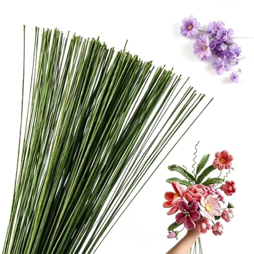 300PCS 22 Gauge 0.025 Inch Floral Wire, 14.17 Inch Long Floral Wire Stems | Flower Wire for Artificial Flower Making, Green Floral Wire Flower Stems for Light DIY Floral Arrangements, Wreath and Crafts - size: 22 Gauge