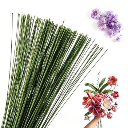 300PCS 22 Gauge 0.025 Inch Floral Wire, 14.17 Inch Long Floral Wire Stems | Flower Wire for Artificial Flower Making, Green Floral Wire Flower Stems for Light DIY Floral Arrangements, Wreath and Crafts - size: 22 Gauge