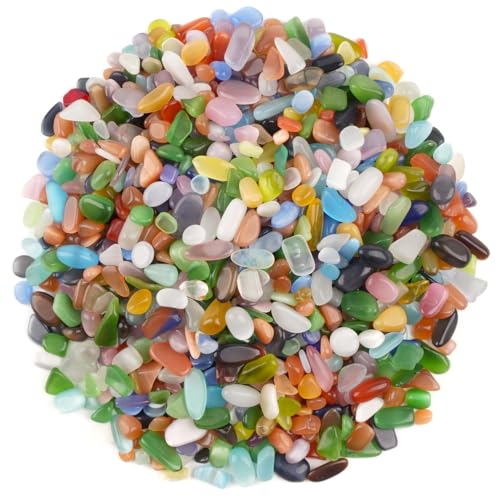 WAYBER Polished Crushed Rainbow Opal Decorative Gravel Stones, 2 Pounds - color: Colorful Opal, size: 2 Pounds