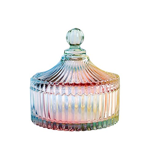 CHOOLD Luxury Colorful Tent Shaped Crystal Candy Jar with Lid,Clear Glass Apothecary Jar Wedding Candy Buffet Jar Food Jar (10oz/24oz) - color: Clear-S