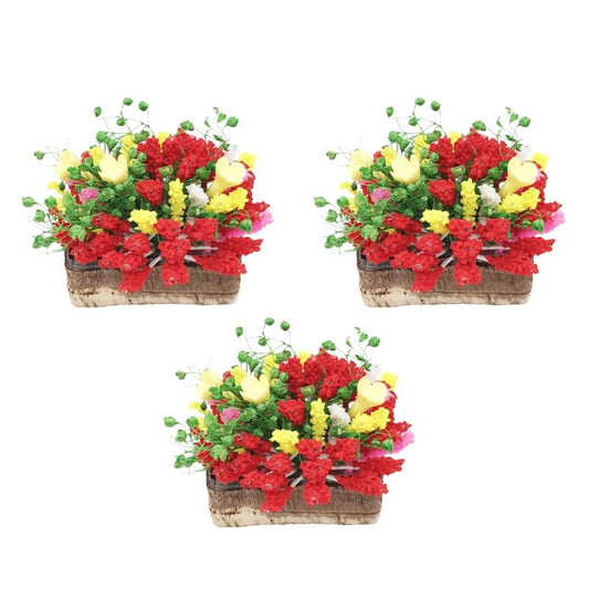 Miniature Potted Flowers 3-Pack Tiny Artificial Greenery Ornaments for Dollhouse Decor Mini Garden Simulation Flowers for Balcony Office and Home