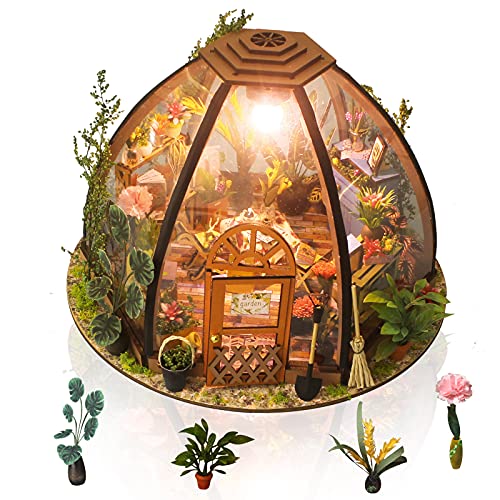 GuDoQi DIY Miniature Dollhouse Kit, Tiny 1:24 Scale House with Furniture, Great Handmade Craft Gift for Birthdays and Christmas Day, Green Flower Shop - color: Flower Shop