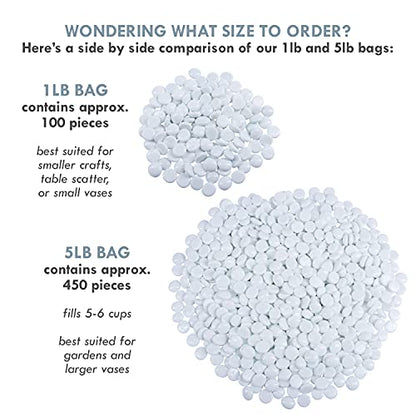 Flat Glass Marbles Vase Filler Beads 1lb, 100 White Stones - color: White, size: 1 LB
