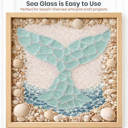 Aqua Blue Sea Glass – 55oz Beach Glass for DIY, Crafts & Décor – Vase Fillers, Coastal Decorations, Aquarium & Terrarium Filler, Nautical Home Accents, and Beach-Themed Designs - size: 55 Ounces