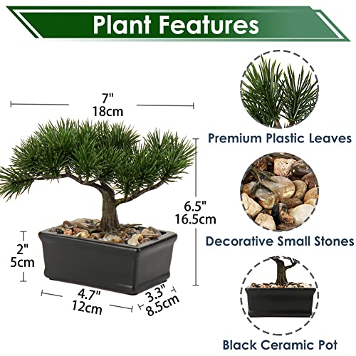 Artificial Bonsai Tree Juniper Faux Plants Indoor Small Fake Plants Decor with Ceramic Pots for Home Table Office Desk Bathroom Shelf Bedroom Living Room Farmhouse Decorations - style: 6" Cedar