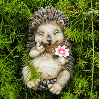 Resin Small Garden Cute Hedgehog Decor, 3.9 Inch High, Waterproof Animal Figure, Outdoor for Flowerpot Lawn Yard, Indoor Shelf Desk Bookshelves - size: Small