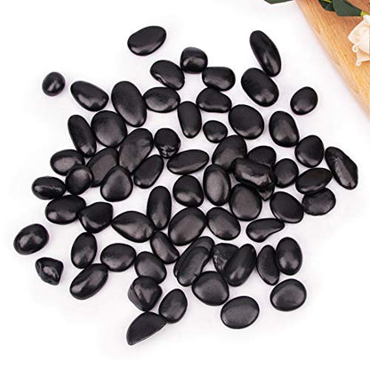CFKJ 18 Pounds Black Pebbles Aquarium Gravel River Rock, Natural Polished Decorative Gravel,Garden Ornamental Pebbles Rocks,Black Decorative Stones,Black Pebbles, Decor Gravel for Landscaping (Black)