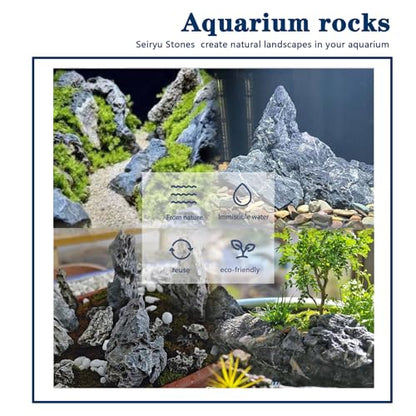 Natural Rocks Seiryu Stones Aquariums Stones for Aquascaping, Aquariums, Terrariums, Vivariums Decorative Stone,Reptile Enclosures,Paludariums,and Gardens-10lb（2 to 7 inch） - size: 10Lb (2-7 inch)