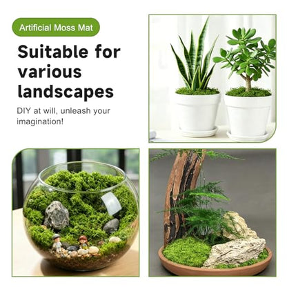 Fake Moss Mat 39" x 39" Artificial Moss Rug Indoor Light Green Faux Moss Sheet for DIY Crafts Planters Fairy Garden Table Centerpieces Wedding Party Patio Decor 100x100cm Cuttable & Washable