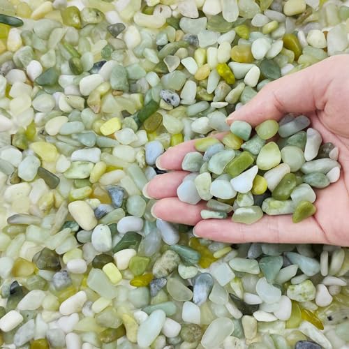 FANTIAN 2 lbs Jade Rocks for Plant Indoor, 3/8 inch Pebbles for Plants | Polished Pea Gravel Stones, Decorative Rocks for Succulents Cactus Bamboo, Vases, Landscaping, Drainage, Garden - color: Jade Gravel