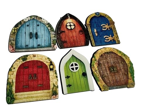 Jhcxdz Miniature Garden Door for Tree Trunk, Rustic Resin Decor | Rustic Resin Door Set with Self-Adhesive Backing – Weatherproof Mini Accents for Wall, Planter, and Patio