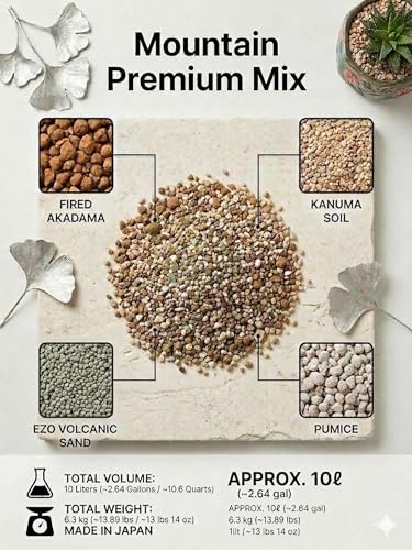 Premium Japanese Succulent & Bonsai Soil Mix - Yamano Kusa Blend with Baked Akadama, Kanuma, Ezo Sand & Pumice - Fast Draining, Optimal Aeration for Cacti & Alpine Plants - [10L/13LB] - size: Succulent Soil