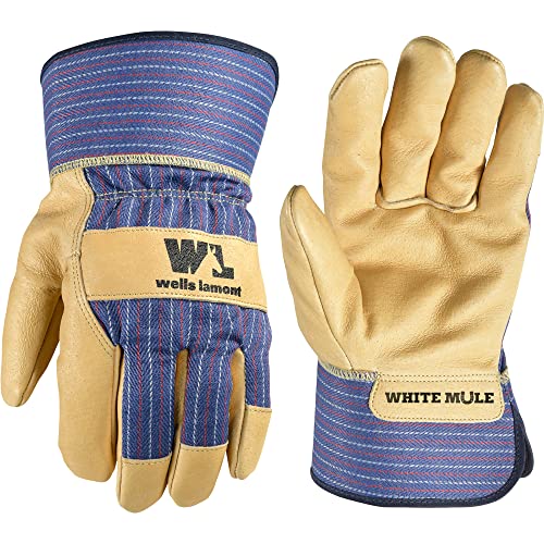 Wells Lamont Men's Cowhide Leather Palm Safety Cuff Work Gloves, Large - size: Large (Pack of 1)