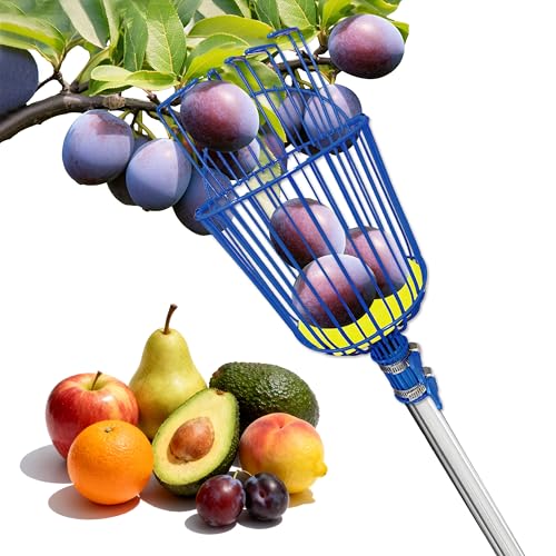 Fruit Picker Upgraded Round Claws Reduce Fruit Damage (65inch) | Fruit Picker Pole With Basket Adjustable Length For Cherry Lemon Pear Mango Trees and More Lightweight Durable - size: 65-1inch