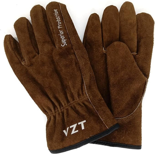 1 Pairs Leather Work Gloves for Men & Women, Bulk Pack, Durable Soft Grip, Heavy Duty Genuine Cowhide for Truck Drivers, Construction, Welding, Driving, Warehouse, Landscaping, Farm, Ranch. - color: Brown, size: Large (Pack of 1)