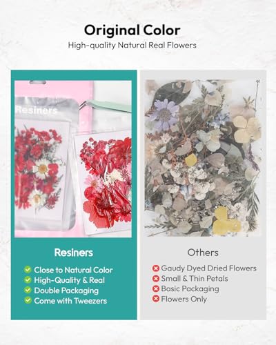 Dried Flowers, Resiners 174Pcs Pressed Flowers for Craft Red Real Natural Dried Flowers Dry Leaves Kit for DIY Making Crafts Resin Soap Candle Scrapbook Supplies Card Making Jewelry - color: Cherry 174pcs
