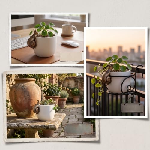 Snail Plant Pot Hanger, Mini Resin Climbing Snail Figurine Flower Pot Hugger, Funny Animal Statue Ornament for Indoor Outdoor Garden Yard Patio, Gift for Plant Lovers - style: Snail