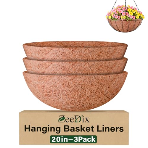 ZeeDix 20 Inch Coco Liners for Planters, 3 Pack Hanging Basket Liners - size: 20inch