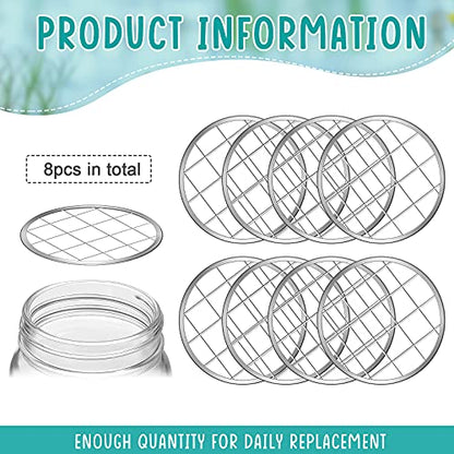 Patelai 8 Pcs Mason Jar Frog Lid Insert Metal Grid Regular Mouth