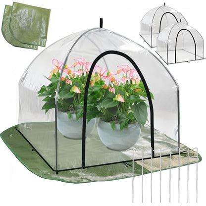 24.5" Tabletop Plant Cover w/Waterproof Base Ventilation Window for Winter - color: 24.5*24.5*20.5 - 2PCS