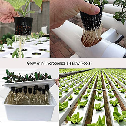 ORIMERC 4 inch 15 Pack Net Cups Pots, with 15 feet Self Watering Rope, 15 Plant Labels, for Hydroponics Aquaponics Kratky Orchid Vegetable Indoor Outdoor Growing Baskets Nursery Slotted Mesh BPA Free - size: 4 inch (15 Pack)