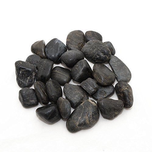 Decorative Ornamental River Pebbles Rocks for Fresh Water Fish Animal Plant Aquariums, Landscaping, Home Decor etc, Black Color, 10lbs, 2.0"-3.0" - size: 2.0"-3.0" 10 LBS