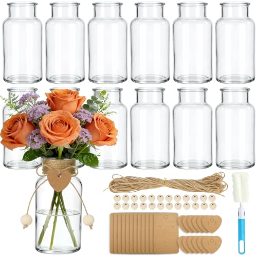 TBWIND Mason Jar Vases for Centerpieces, 12PCS Clear Glass Flower Vase - color: Clear