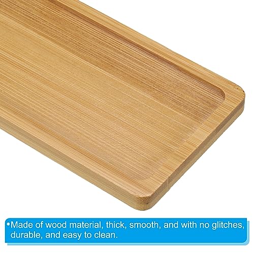 PATIKIL Bamboo Wood Saucer, 10.5x3 Inch Rectangle Wooden Plant Drainage Tray Bonsai Plants Saucer Succulent Pot for Home Balcony Patio - size: 10.5" x 10.5" x 3"