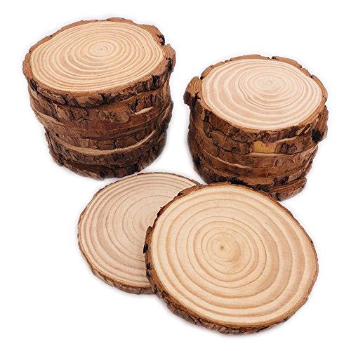 16 Pcs 3.5"-4" Unfinished Natural Wood Slices Circles with Bark for Coasters DIY Crafts Christmas Ornaments Rustic Wedding Decorations Centerpiece - size: 16pcs 3.5"-4"