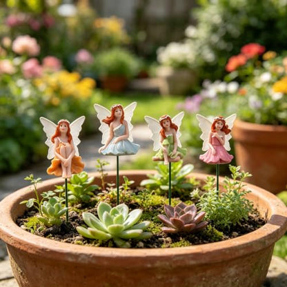 4 PCS Fairy Garden Decor Fairies, Glow in The Dark Yard Sculpture Lawn Ornament Mini Garden Art Outdoor Decor Accessories (4 Glow Fairy) - style: 4 Glow Fairy