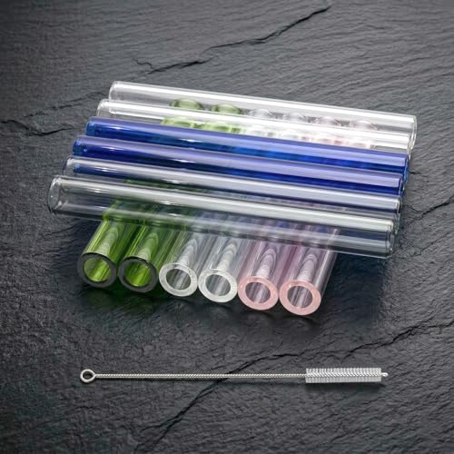 12 Pcs Gtysmox 4 Inches 5 Colors Borosilicate Glass Tubes, 12mm Diameter 2mm Thickness Glass Tubing with 1 Cleaning Brush(Transparent Pink Green Blue Gray) - size: 4 inches