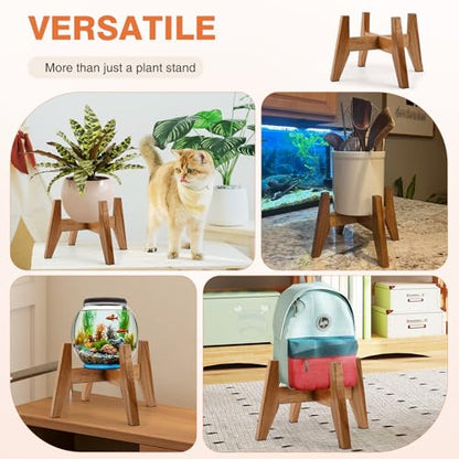 Wooden Plant Stand Indoor, Acacia Wood Mid Century Planter Stand, 2 Pack | 2 furniture-grade acacia wood plant stands fit 7" pots. Sturdy design. Pots not included - color: 7" acacia wood