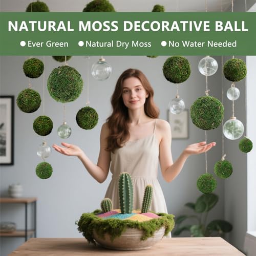 6pcs Moss Balls Decorative Faux Green Dried Artificial Moss Balls for Centerpiece Bowls for Home Garden Wedding Party Decor (3.5"-Set of 6) - size: 3.5"(6pcs)