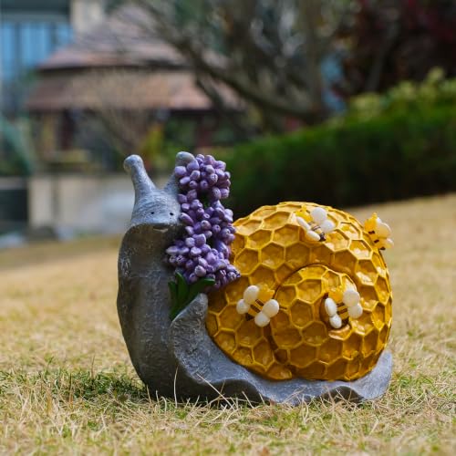 Garden Outdoor Snail Statues Yard Resin Decoration | Hand-paint Housewarming Gift for Patio Yard Lawn Waterproof Cracking - color: Yellow Snail