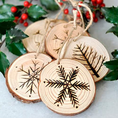 JEUIHAU 12 PCS 5.5-5.9 Inches Natural Wood Slices with Holes, Unfinished Predrilled Wooden Circles Tree Bark Slice, Blank Wooden Log Circles for DIY Crafts, Arts Wood Slices, Christmas Ornaments - size: 12 PCS 5.5-5.9 In with Holes