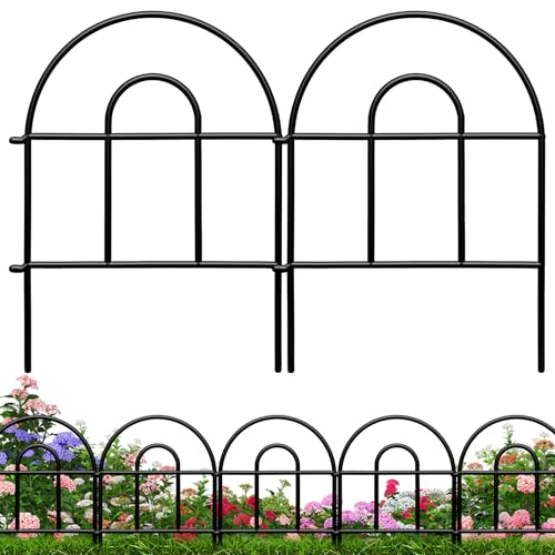 Decorative Garden Fence 43.33ft x 17in - 40 Pack Rustproof Metal No Dig Fence Animal Barrier, Arched Bed Edging Classic Style Wire Border Panel Fencing for Yard Patio Outdoor Decor, Black - color: Black, size: 40pc 43.33 ft(L) X 17 in(H)