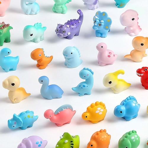 Exasinine 20 Pcs Mini Resin Dinosaurs, Colorful Dinosaur Figurines - style: A