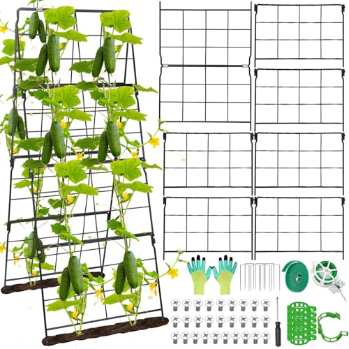 Cucumber Trellis for Raised Bed A Frame Metal Garden Trellis for Climbing Plants Outdoor, 42 x 16IN Foldable Coated Steel Cucumbers Trelli, Easy to Install Cucumber Trellis for Vegetable Fruit - color: 1PC 42 x 16 IN Black